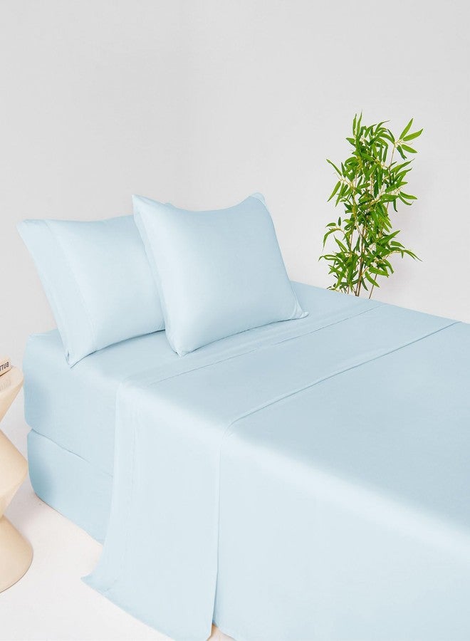 LONAVA 100% Viscose Derived from Bamboo Queen Sheet Set Sky Blue, 4 Pieces Soft Cooling Bedding with Deep Pocket UP to 16", Silky Smooth, Organic & Breathable, Breathable Bed Sheets - Image 2