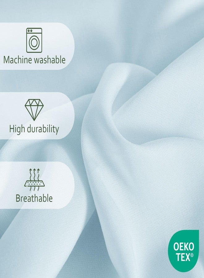 LONAVA 100% Viscose Derived from Bamboo Queen Sheet Set Sky Blue, 4 Pieces Soft Cooling Bedding with Deep Pocket UP to 16", Silky Smooth, Organic & Breathable, Breathable Bed Sheets - Image 4
