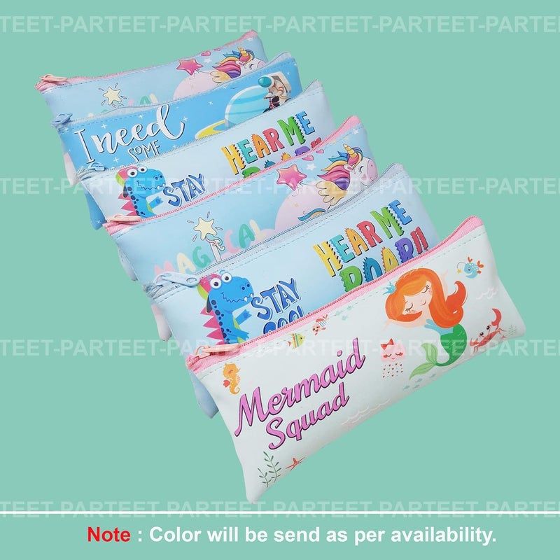 Parteet Birthday Party Return Gift - 6Pc Cartoon Printed Multipurpose Silicone Pouches with Stationery for Kids (Assorted Design, Multicolor) - Image 5