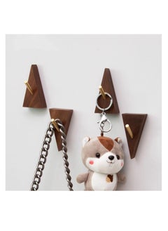 Y&D Wood Wall Hook, Purse Hanger for Cute Hooks Hanging Coats Hat Hangers Mounted Modern Black Metal Decorative (4, Walnut Wood)  - Image 3