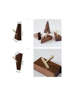 Y&D Wood Wall Hook, Purse Hanger for Cute Hooks Hanging Coats Hat Hangers Mounted Modern Black Metal Decorative (4, Walnut Wood)  - Image 5