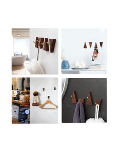 Y&D Wood Wall Hook, Purse Hanger for Cute Hooks Hanging Coats Hat Hangers Mounted Modern Black Metal Decorative (4, Walnut Wood)  - Image 4