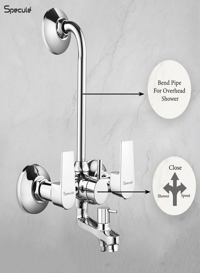 Specule Nyra Series Brass, Wall Mixer For Bathroom 3 in 1 | With 6x6 Inches Overhead Shower Set | 5 Flow Hand Shower Set with 1.5 Meter Hand Shower Pipe | Wall Mixer | Shower Set (Chrome) - Image 4