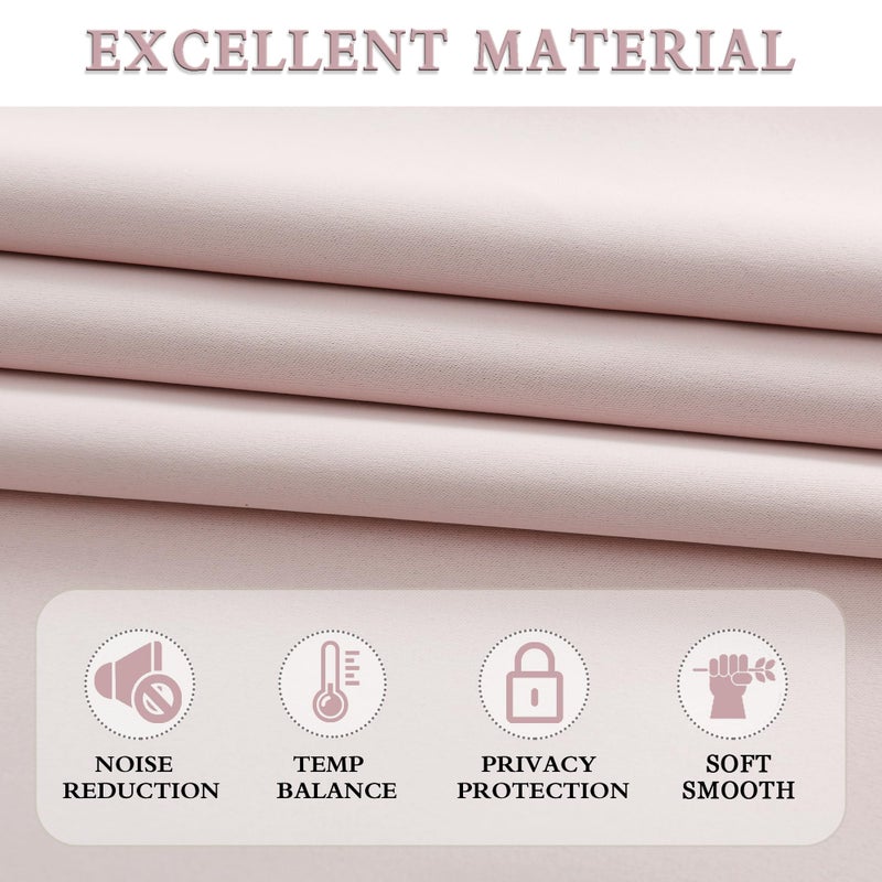 DONREN ستائر الحضانة Donren Baby Pink Room لتعتيم الغرفة - ضوء وردي فاتح يقلل من الحرارة المعزولة لتوفير الطاقة ستائر التعتيم / ستائر لغرفة النوم، زوج واحد بطول 52 × 84 بوصة - Image 4