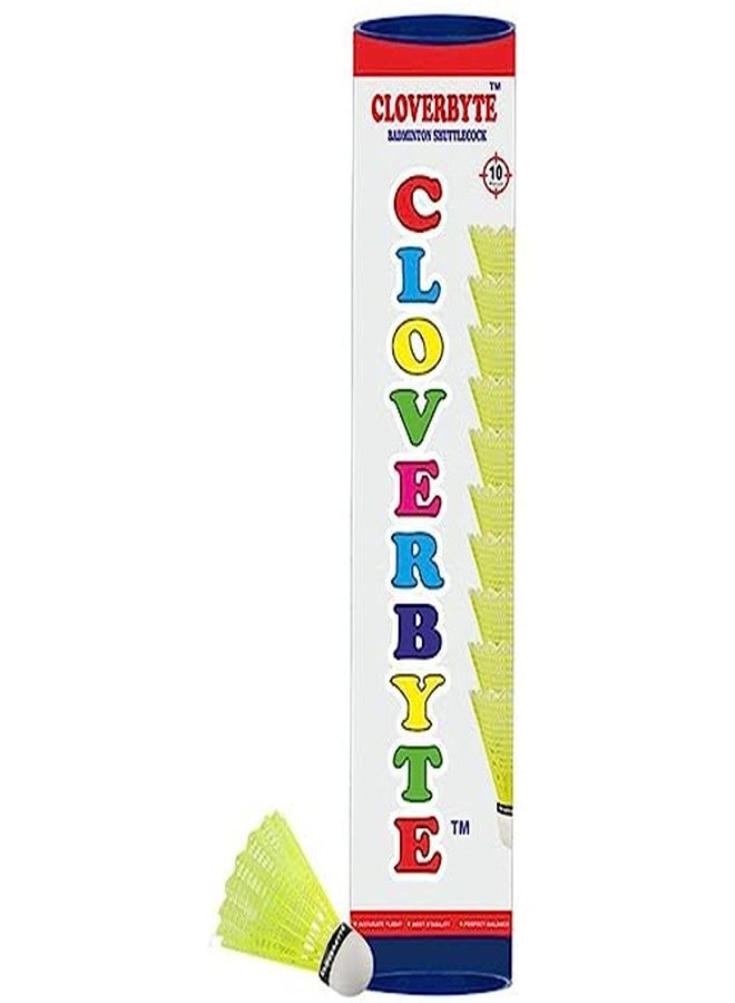 CLOVERBYTE Sports Badminton 10 Piece Nylon Shuttle - Yellow - Image 1