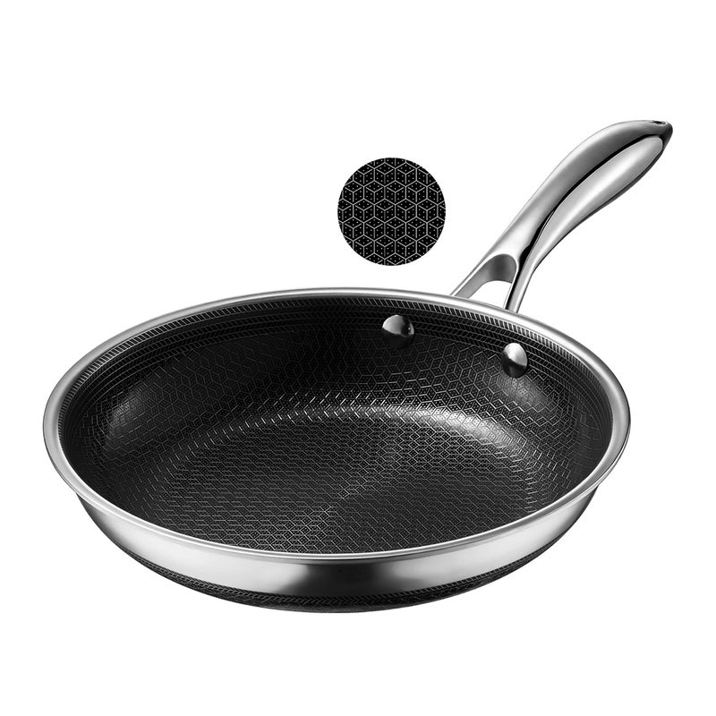 nutricook Eterna Tri-Ply Hybrid 20cm Frying Pan – Stainless Steel & Ceramic Coating, Metal-Utensil Safe, Oven & Dishwasher-Safe, Induction & All Cooktops Compatible - Image 1