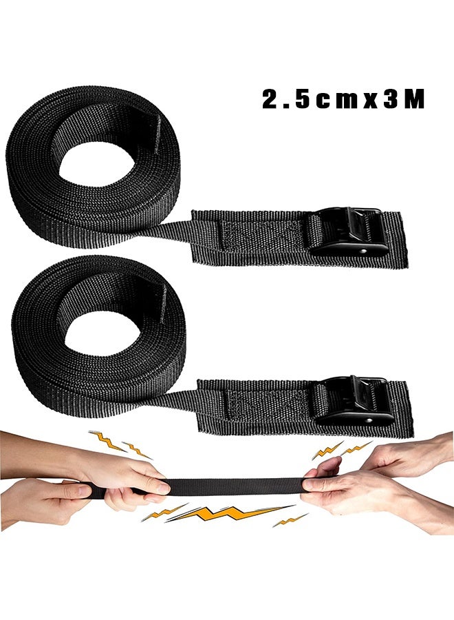 GIFT 2Pcs Lashing Strap 2.5cmx3M, Cam Buckle Tie Down Straps Heavy Duty Secure Straps up to 100KGS Capacity for Bicycles, Motorcycle, Kayak, Trailer, Cargo, Truck, Luggage - Image 2
