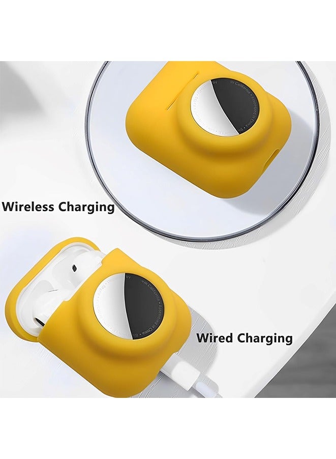 AirPod 4 and AirTag 2 in 1 Silicone Case,Shockproof Protective Case Cover with Keychain for AirPods 4th Generation (Black) - Image 4