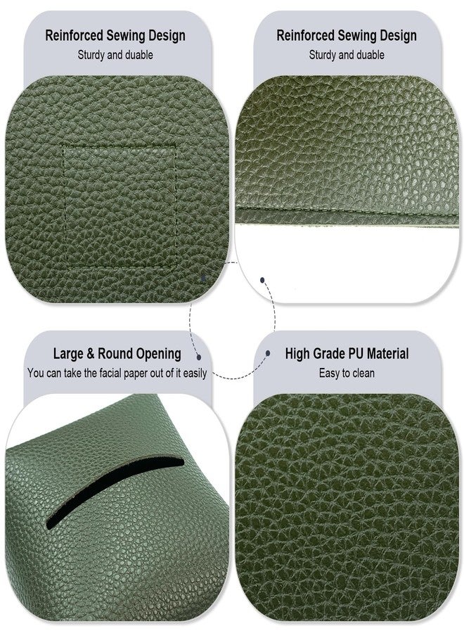 PENGLONG Tissue Box Cover 5X5X5'' PU Leather Tissue Holder Square Tissue Cube Box Organizer for Bathroom Vanity Countertop, Car, Night Stands, Office, Home, Kitchen (1Pack, Dark Green) - Image 3