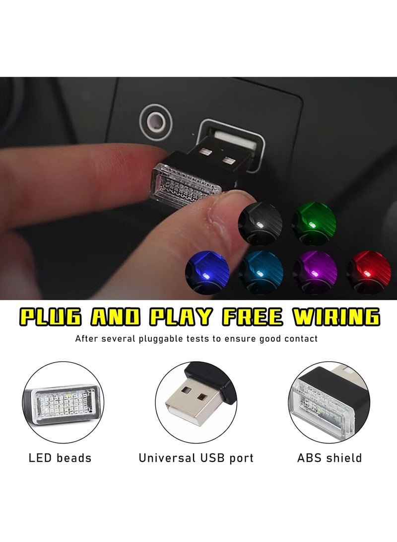 6 PCS USB LED Car Interior Atmosphere Lamp, Plug-in USB Decor Night Light, Portable Auto Ambient Lighting Kit, Universal Vehicle Interior Accessories for Most Cars (6 Colors) - Image 5