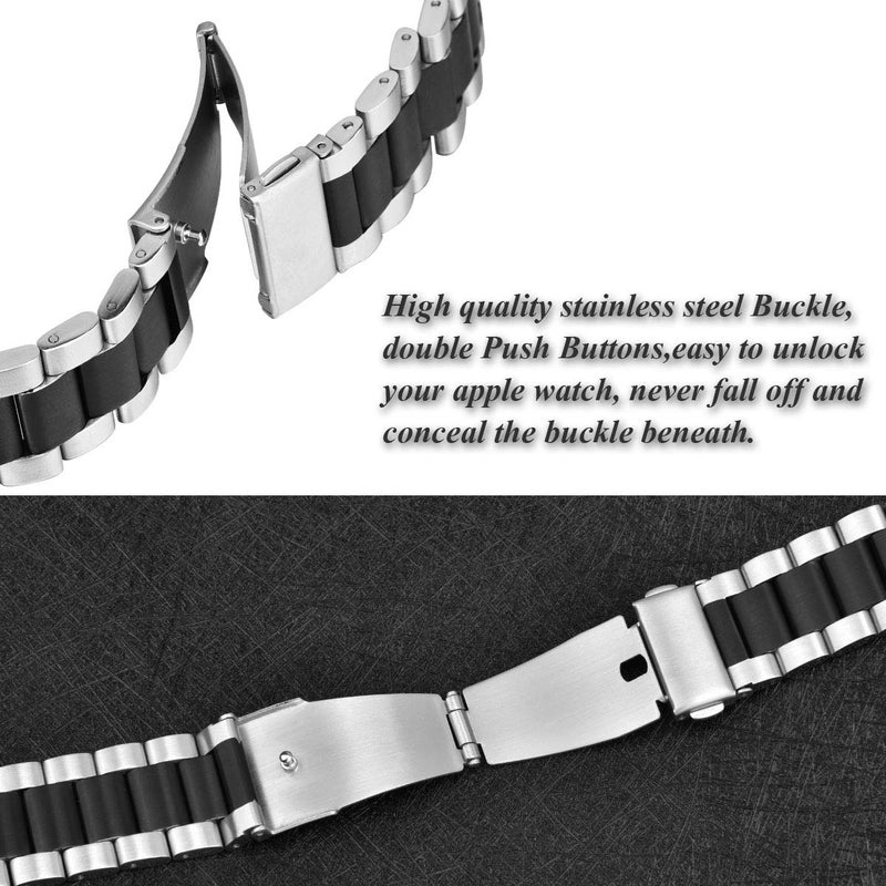 V-MORO Metal Strap Compatible with Galaxy Watch 3 Bands 45mm Men, No Gaps Solid Stainless Steel Bracelet Business Repalcement for Samsung Galaxy Watch 3 45mm Smartwatch Black/Silver - Image 4