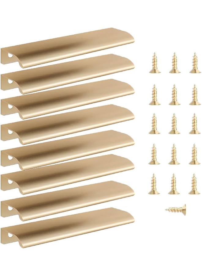 promass Gold Edge Finger Pulls for Cabinets Wardrobes 8 Pack, Modern Style Drawer Handles, Handles Drawer Pulls Modern Aluminum Concealed Tab Pulls for Closet Door,(150mm) - Image 1