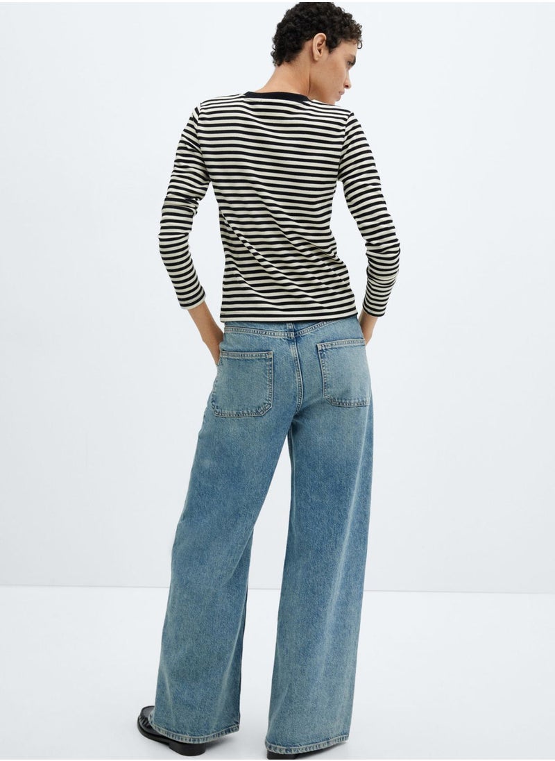 MANGO - Crew Neck Striped T-Shirt - Image 1