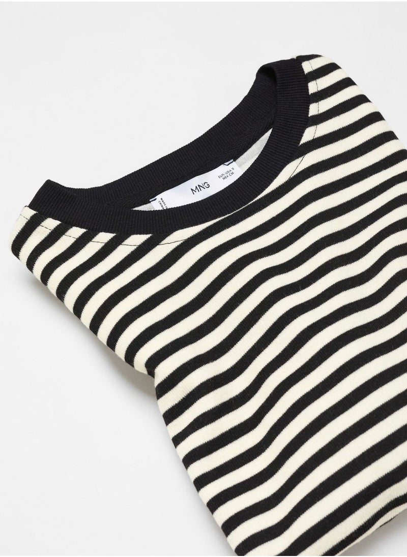 MANGO - Crew Neck Striped T-Shirt - Image 1