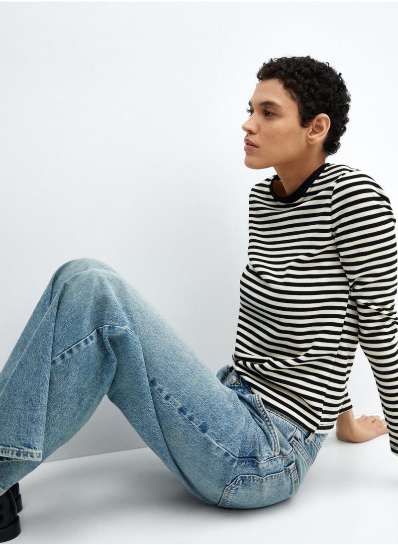MANGO - Crew Neck Striped T-Shirt - Image 1