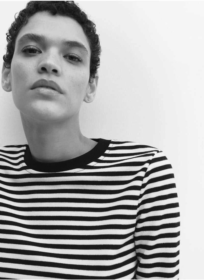 MANGO - Crew Neck Striped T-Shirt - Image 1