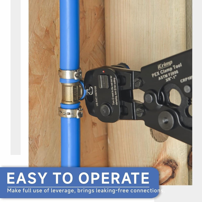 iCRIMP Ratchet Cinch Tool with Removing Function for 3/8 to 1-inch Stainless Steel Clamps and 20pcs 1/2-inch PEX Clamps and 12pcs 1/2-inch Pex Fittings - Image 4