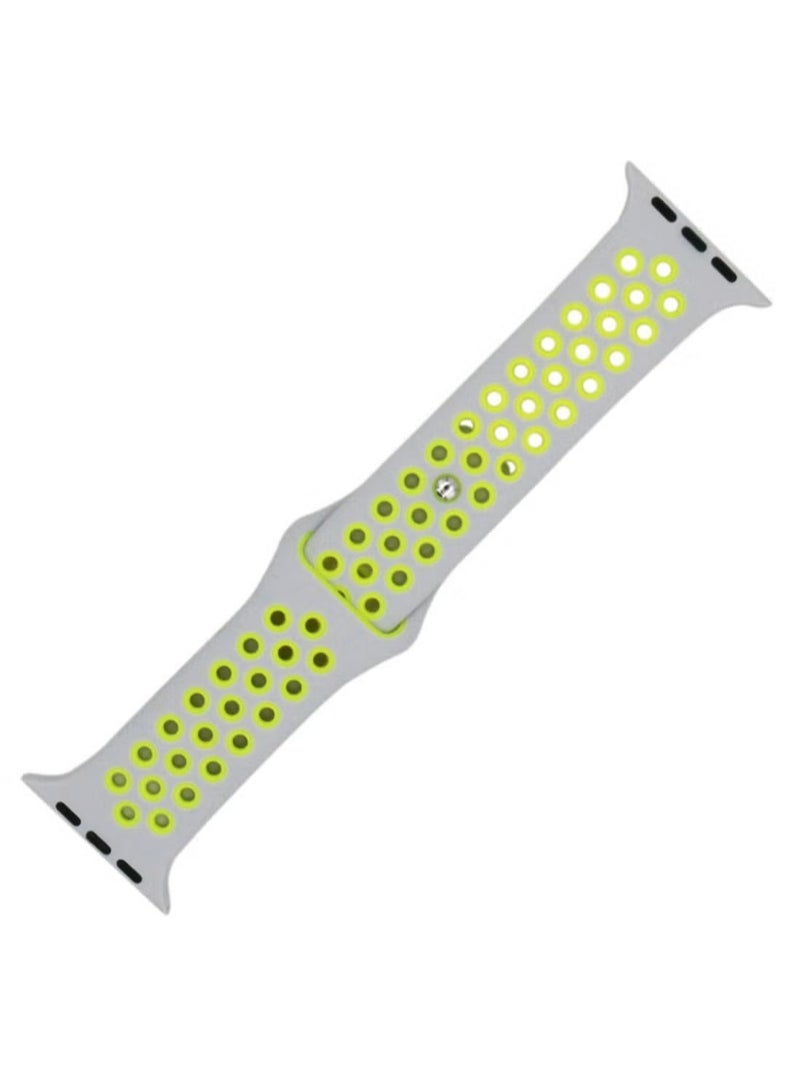 vesus Dot Replacement Band For Apple Watch Series 5/4/3/2/1 Silver/Neon