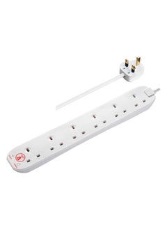 MASTERPLUG Masterplug SRG6210N-MP Six Socket Surge Protected Extension Lead, 2 Metres, White  - Image 1