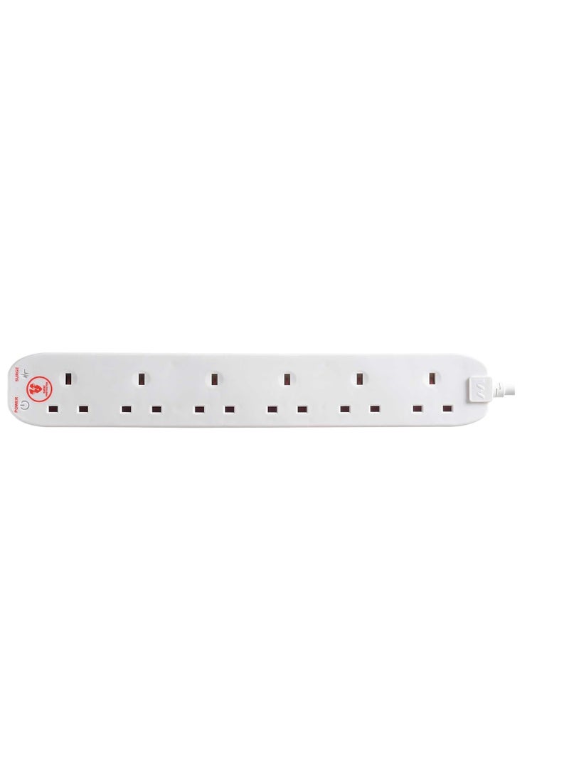 MASTERPLUG Masterplug SRG6210N-MP Six Socket Surge Protected Extension Lead, 2 Metres, White  - Image 3