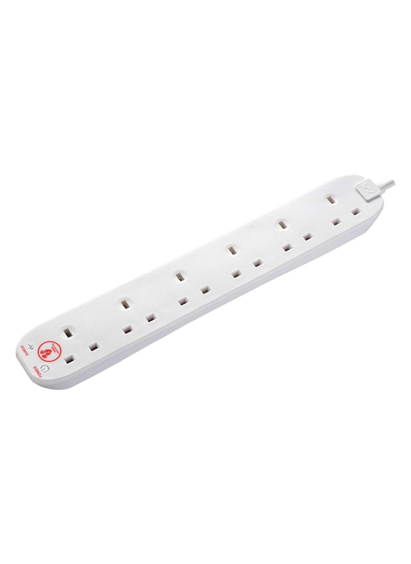 MASTERPLUG Masterplug SRG6210N-MP Six Socket Surge Protected Extension Lead, 2 Metres, White  - Image 2