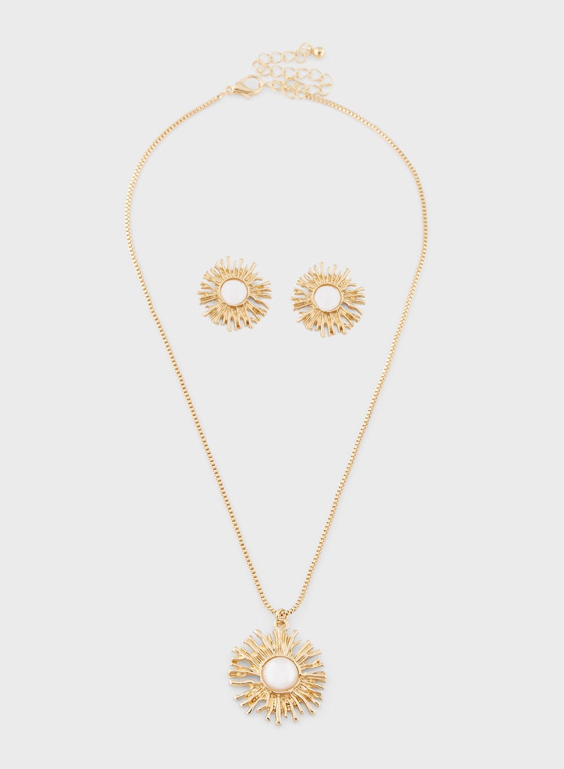 ELLA Pearl Pendant Necklace & Earrings Set  - Image 1