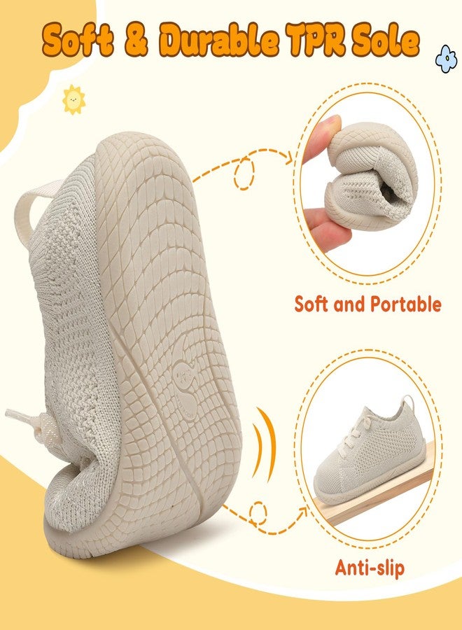 LeIsfIt Barefoot Walking Shoes for Toddlers Boys & Girls Slip-On Breathable Sneakers Kids Lightweight Tennis Shoe Apricot 2-3 Infant - Image 3