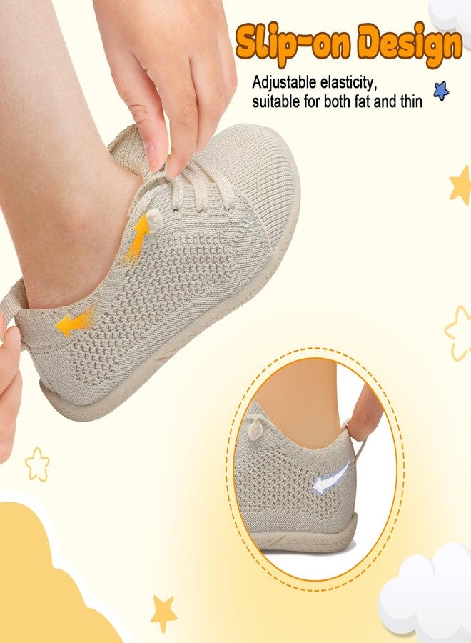 LeIsfIt Barefoot Walking Shoes for Toddlers Boys & Girls Slip-On Breathable Sneakers Kids Lightweight Tennis Shoe Apricot 2-3 Infant - Image 5