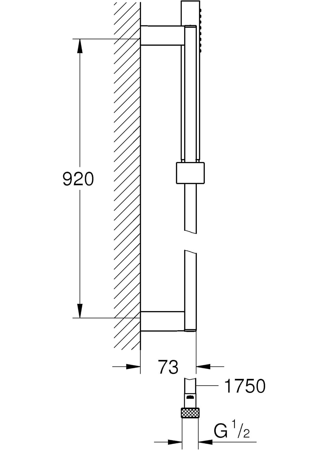 Grohe Grohe 27892000 Euphoria Cube 24 In Shower Bar Starlight Chrome  - Image 2
