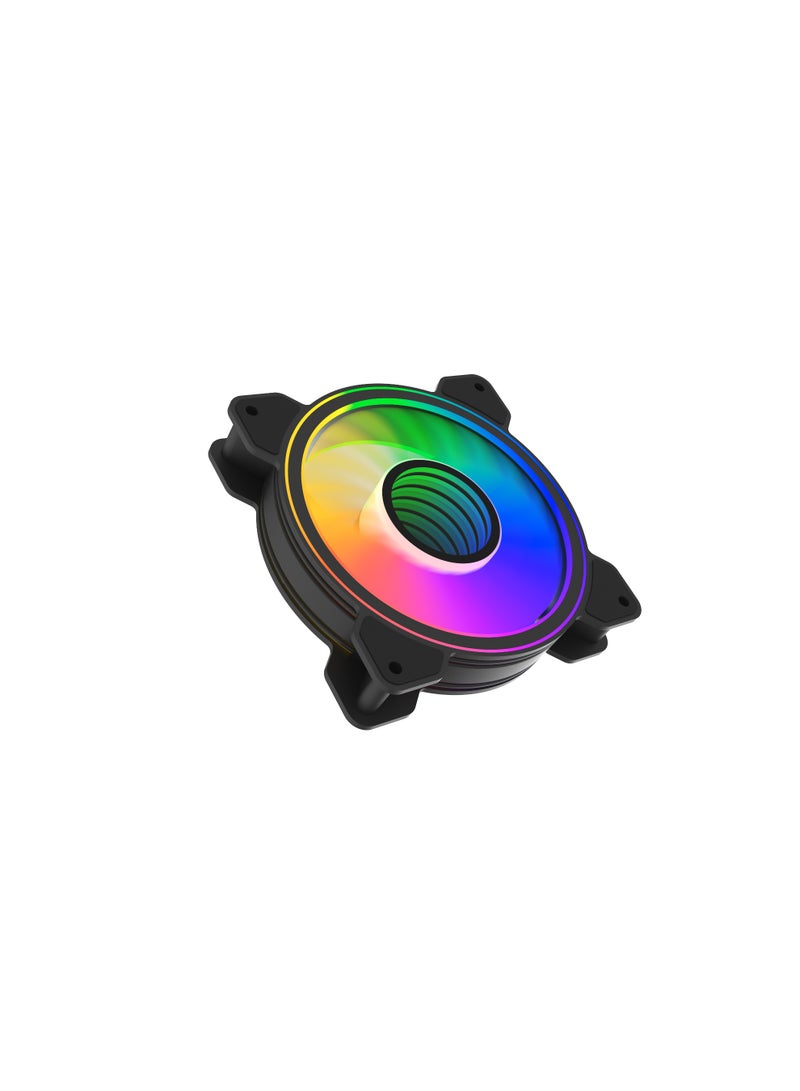 POWER Dual Ring ARGB Fan, 24 Individual LEDs, 120mm PWM Static Pressure Fan, Absorption Pad for Computer Cases and Liquid Coolers (Pack of Three)  - Image 4