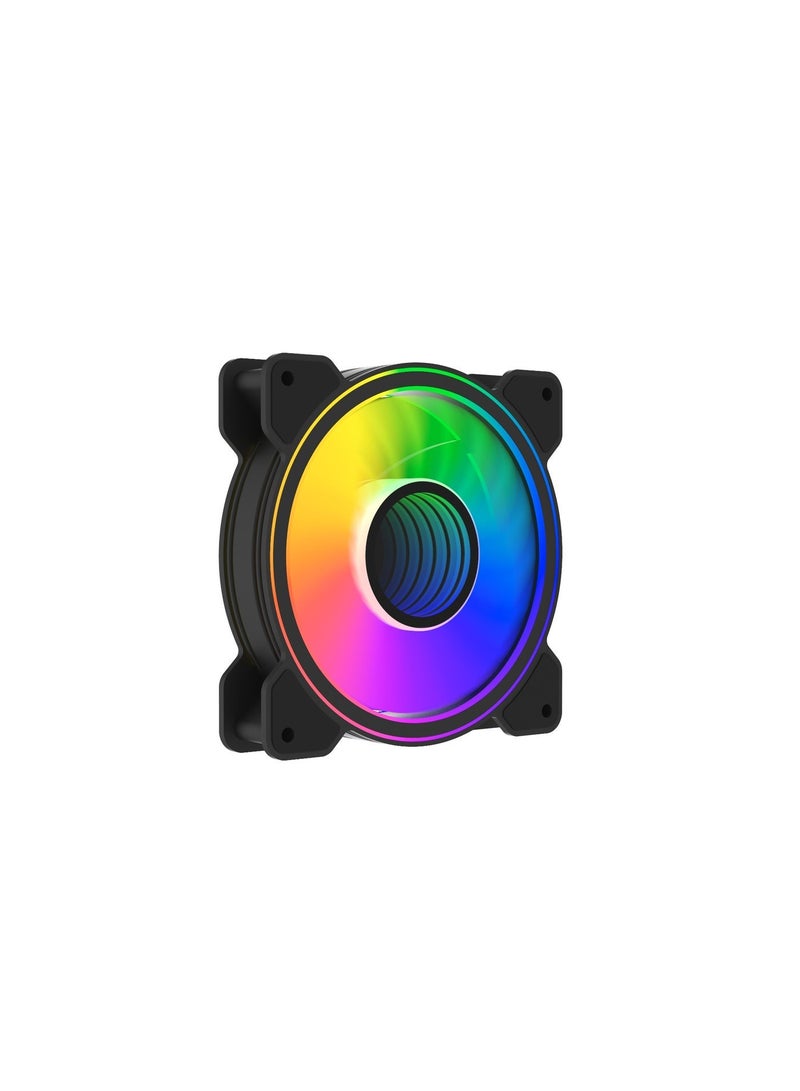 باور مجموعة من 3 مراوح كمبيوتر مقاس 120 ملم بحلقة إضاءة مزدوجة بتقنية ARGB وPWM، لتبريد هادئ وفعال مع تدفق هواء عالٍ، مناسبة لأجهزة الكمبيوتر المخصصة للألعاب وأنظمة التبريد السائل. - Image 4