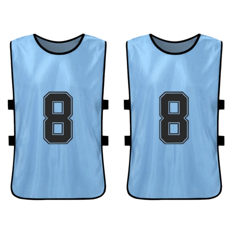 Kids Soccer Pinnies 12pcs Sky Blue Clear Front & Back Numbers - Colorfast Bright Design Soccer Scrimmage Vest for Youth Team Sports & Training - Image 3