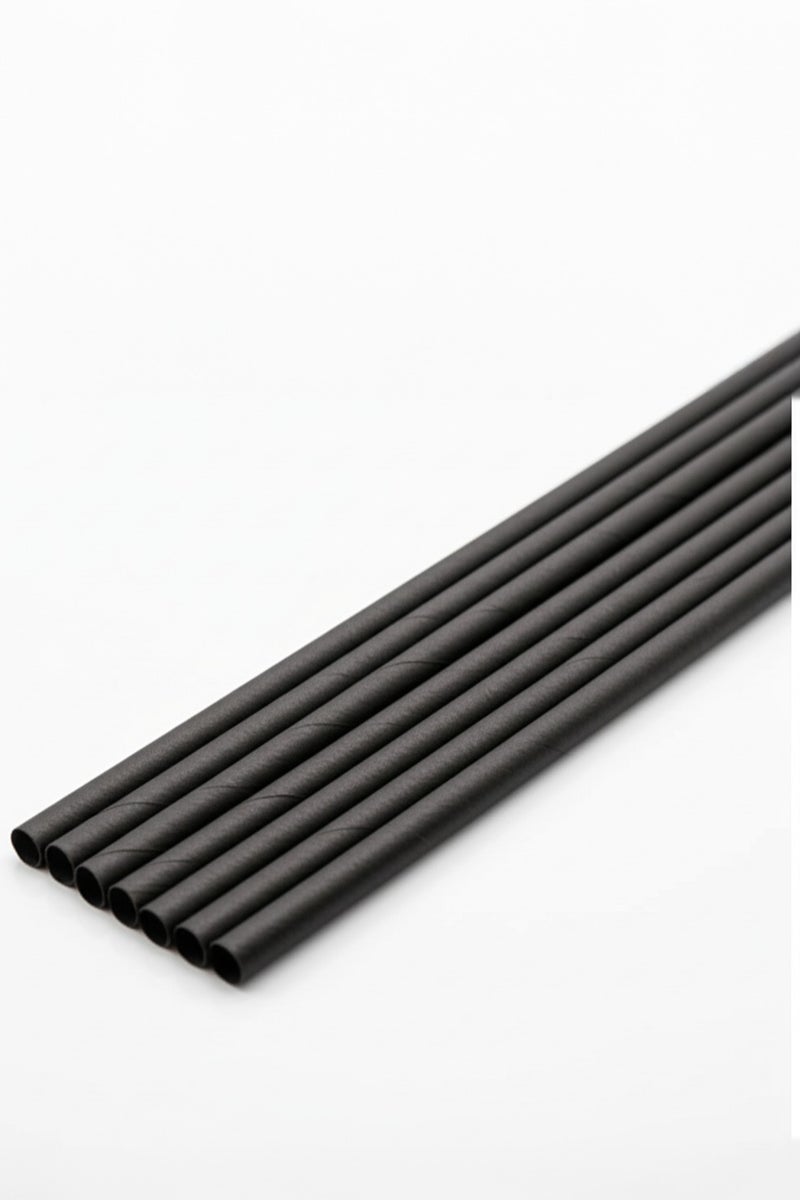 BarPros Premium Eco-Friendly Tapioca Paper Drinking Straws, Matte Black, Extra Wide 10mm x 230mm, Non-Flexible, Pack of 250 - Image 2