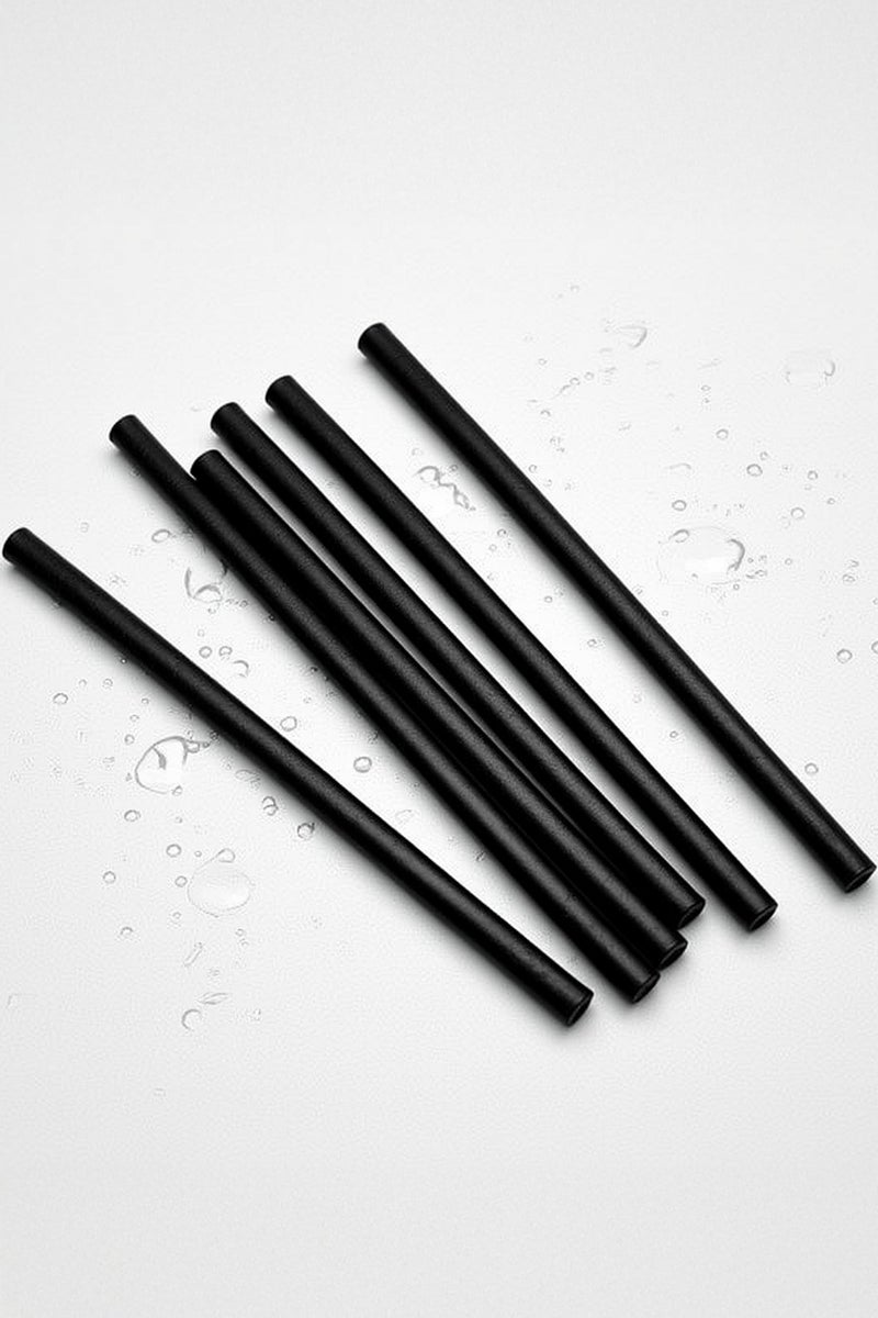BarPros Premium Eco-Friendly Tapioca Paper Drinking Straws, Matte Black, Extra Wide 10mm x 230mm, Non-Flexible, Pack of 250 - Image 1