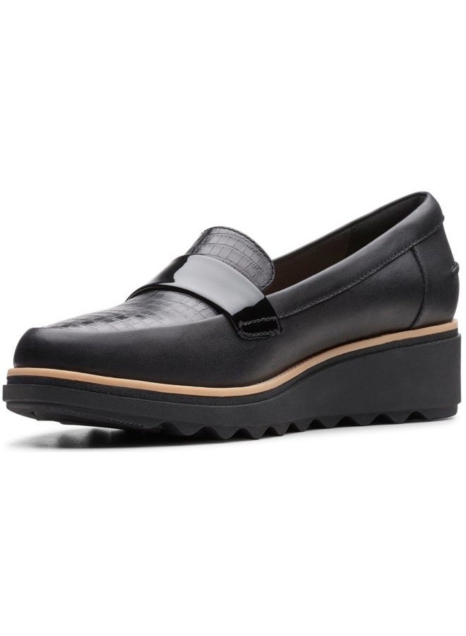 clarks Women's Sharon Gracie Penny Loafer, Black Leather With Dark Tan Welt, 35 EU - Image 1