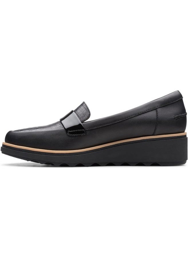 clarks Women's Sharon Gracie Penny Loafer, Black Leather With Dark Tan Welt, 35 EU - Image 2