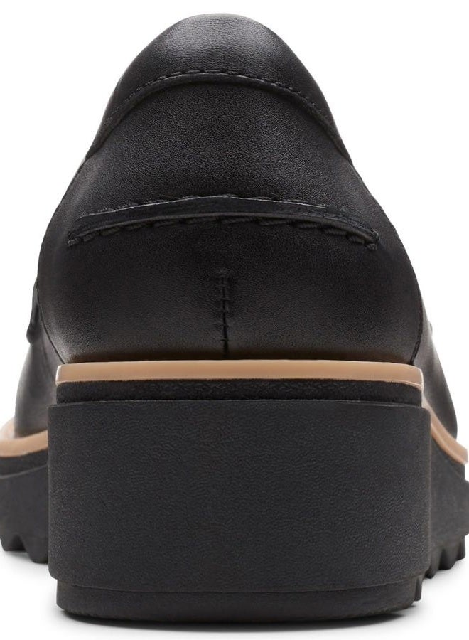clarks Women's Sharon Gracie Penny Loafer, Black Leather With Dark Tan Welt, 35 EU - Image 4