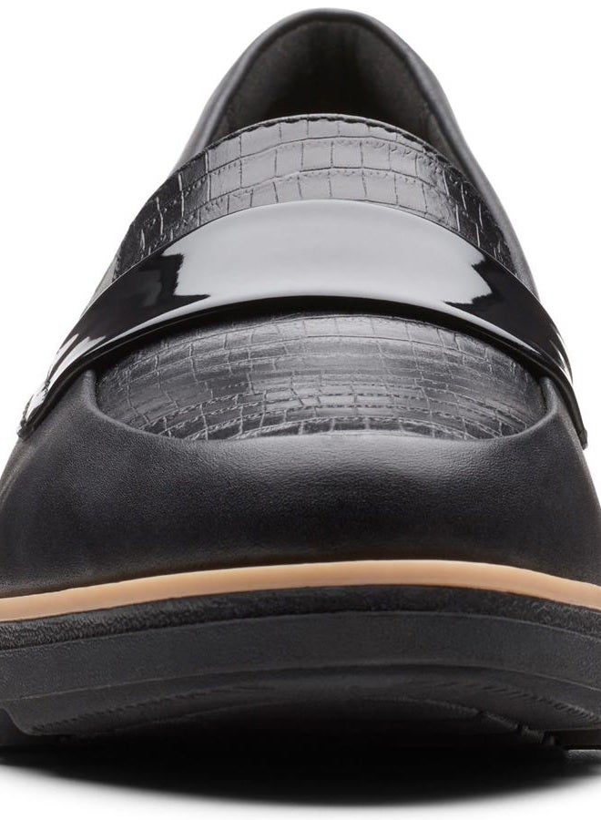 clarks Women's Sharon Gracie Penny Loafer, Black Leather With Dark Tan Welt, 35 EU - Image 3