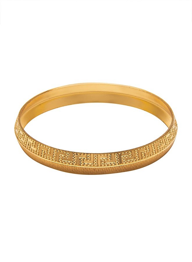 Bodha Traditional Indian Designer Stylish Self Design Amritsari Gold Colour Sikh Kada for Men (SJ_3400_2.8) - Image 2