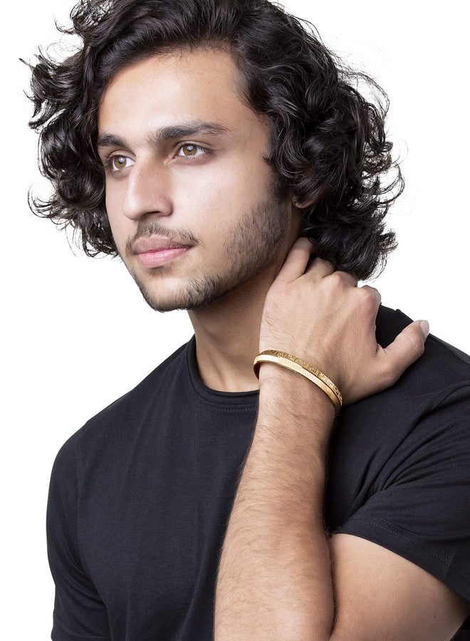Bodha Traditional Indian Designer Stylish Self Design Amritsari Gold Colour Sikh Kada for Men (SJ_3400_2.8) - Image 4
