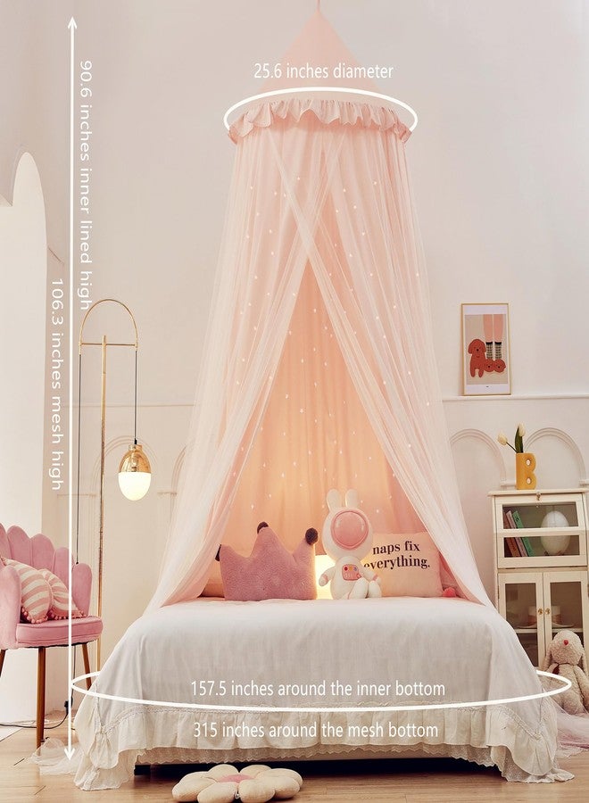 Eimilaly Princess Bed Canopy for Girls, Double Layer Canopy with Cutout Stars, Breathable & Washable Fabric, Fits Twin/Full Bed - Fairy Bed Tent for Children's Room Decoration, Pink - Image 4