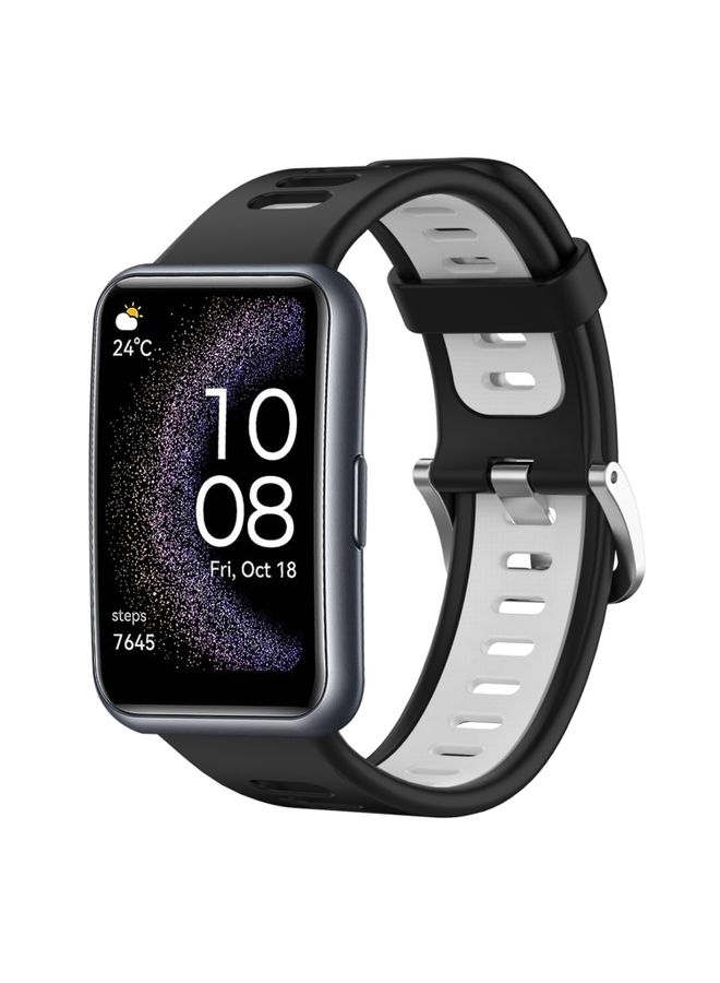 Replacement Strap For Huawei Watch Fit Special Edition Two-Color Silicone Watch Band Black+White