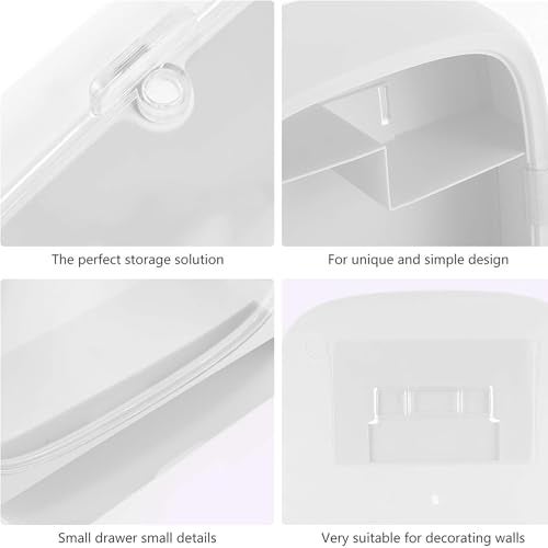 SIBY Acrylic Wall Hanging Makeup Storage Box | Transparent Dustproof Cosmetics Box Stick on Wall | Makeup Organizer Cabinet Rack | Women Skin Care Beauty Rack | Perfume Cream Stand(White) - Image 5