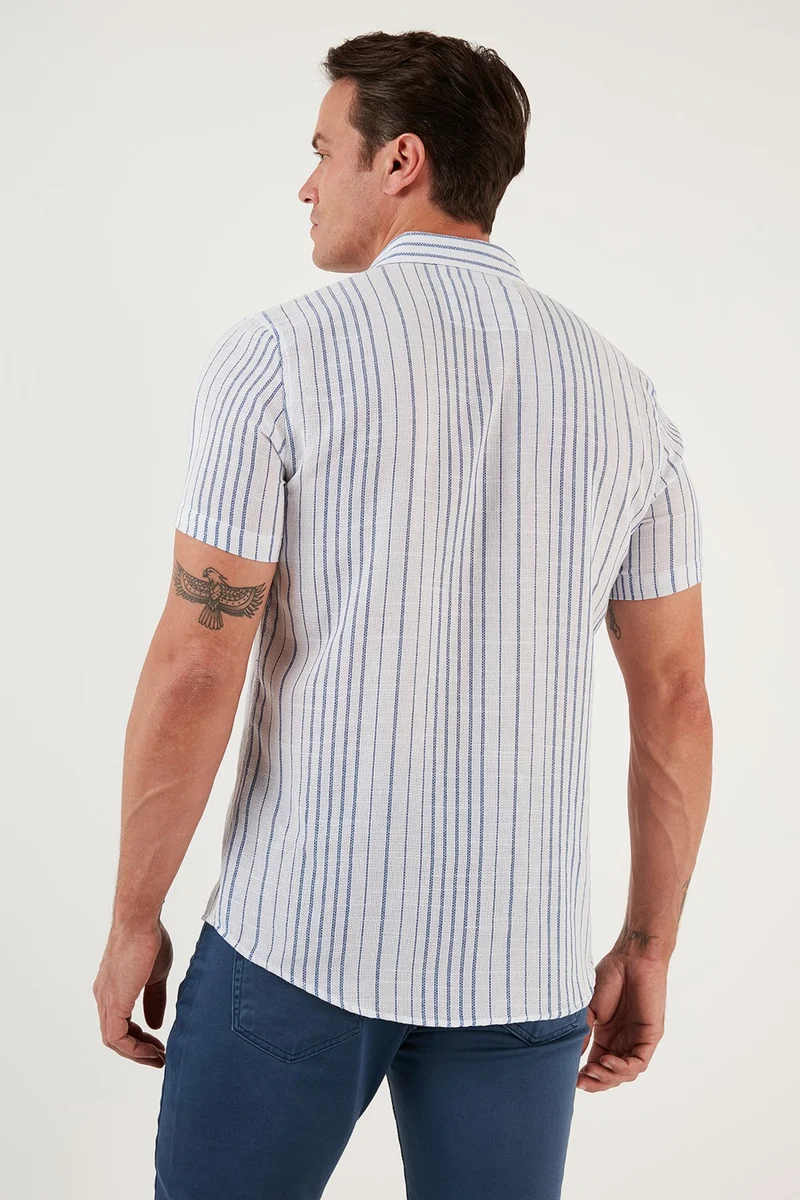 Buratti Striped 100% Cotton Slim Fit Short Sleeve Shirt Men's SHIRT CF23S116097