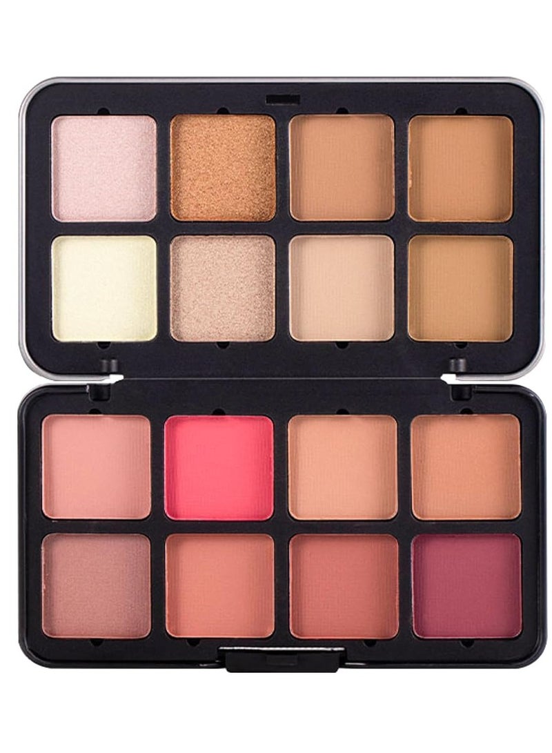 Excefore Contour Palette, 8 Shades with Blush Bronzer Highlighter, 3 in 1 Face Contouring Makeup Palette for Sculpt the Cheeks, Blendable, Buildable, Easy to Apply, Matte and Shimmer Finish (02, Set) - Image 1