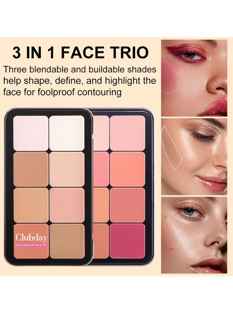 Excefore Contour Palette, 8 Shades with Blush Bronzer Highlighter, 3 in 1 Face Contouring Makeup Palette for Sculpt the Cheeks, Blendable, Buildable, Easy to Apply, Matte and Shimmer Finish (02, Set) - Image 2