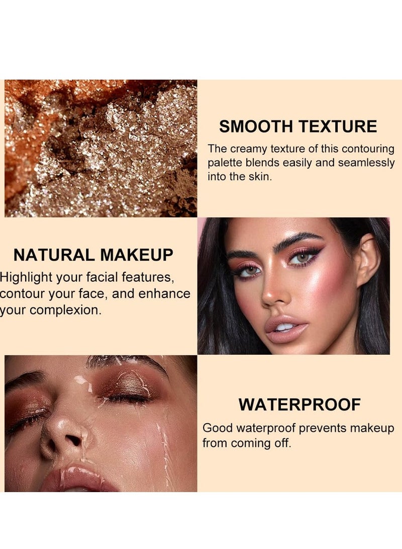 Excefore Contour Palette, 8 Shades with Blush Bronzer Highlighter, 3 in 1 Face Contouring Makeup Palette for Sculpt the Cheeks, Blendable, Buildable, Easy to Apply, Matte and Shimmer Finish (02, Set) - Image 5