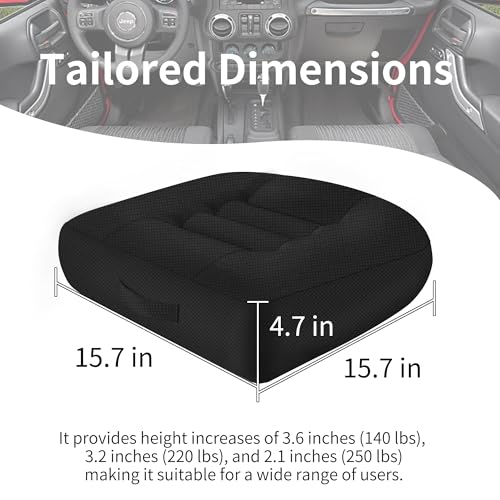 EDIETH Height-Adjustable Seat Cushion-15.7x15.7x4.7inches Improved Model with Adjustable Height Breathable Nylon mesh Fabric Ergonomic Design Suitable for use in Cars, Offices, and Outdoors - Image 3