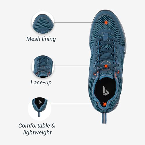 FUEL Sport Shoes Outdoor-03 for Men, Lace-Up with Style & Comfort, Lightweight Anti Skid Shoe for Running, Walking, Gym, Trekking and Hiking, Casual Footwear for Gents (Blue,9) - Image 2