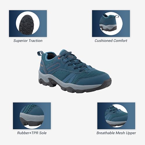 FUEL Sport Shoes Outdoor-03 for Men, Lace-Up with Style & Comfort, Lightweight Anti Skid Shoe for Running, Walking, Gym, Trekking and Hiking, Casual Footwear for Gents (Blue,9) - Image 3